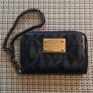 Michael Kors Navy MK Logo Wristlet Wallet